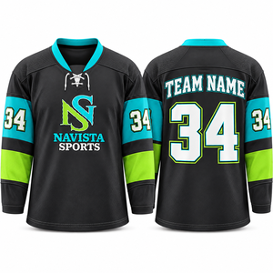 Maillot de hockey sur glace pour hommes, style équipe, sublimé, manches longues, respirant, polyester, pour entraînement et fans. - Product Image 2