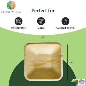 Ciotola Monouso Quadrata in Foglia di Palma Naturale da 6 Pollici - Product Image 4