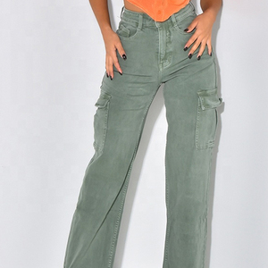 Pantalones Anchos de Cintura Alta Personalizados para Mujer, Vaqueros de Mezclilla con Bolsillos a la Moda para Invierno, Servicio OEM, Pantalones Vaqueros para Dama - Product Image 4