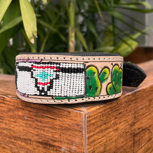 ปลอกคอสุนัขประดับลูกปัดหนังอย่างดีสำหรับฝึกเดินและวิ่งสุดหรูปลอกคอสัตว์เลี้ยง - Product Image 3