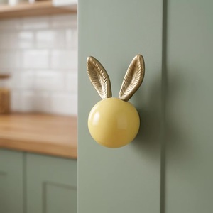 Resin Rabbit-Shaped Drawer <b>Knob</b> Yellow <b>Gold</b> Modern Design Eco-Friendly Durable for Kids Furniture - Product Image 4