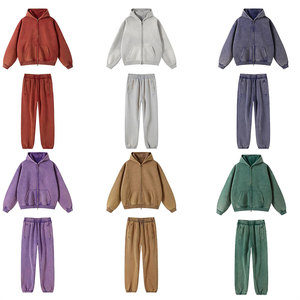 Custom Women Acid Wash <b>Zip</b>-<b>Up</b> Hoodie and Jogger Tracksuit Set Casual Loose Fit Custom Streetwear Hooded <b>Zip</b> <b>Up</b> Tracksuits - Product Image 6