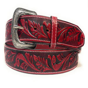 Wholesale Fashionable Designer Personalized Genuine Full Grain Western Leather Hand <b>Tooling</b> <b>Belt</b> From India Exporter - Product Image 5