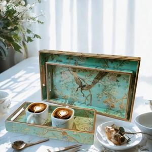 Wholesale Modern Printed Plastic Handle Living Room Household Tray Great Gift Vintage Enamel Serving Tray - Product Image 5