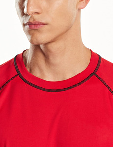 T-shirt de sport rouge à manches courtes pour homme, séchage rapide, color block, polyester, haut de gamme, très demandé, best-seller - Product Image 6