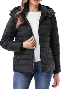 Custom Logo <b>Women</b> <b>Lightweight</b> <b>Waterproof</b> Short Puffer <b>Jacket</b> Thickened Insulated Quilted Winter Detachable Hoodie - Product Image 6