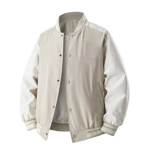 WARPRO INDUSTRY Unisex Red Varsity <b>Jacket</b> White Sleeve Hooded Breathable Woolen Fabric Button Closure Casual Outerwear Regular - Product Image 6