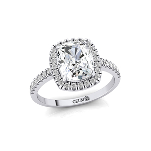 Bague en or jaune 14 carats pour femme, 2 carats, 8,2x6,2 mm, taille radiant, design halo de luxe, avec accent de diamant de laboratoire, pour mariage et fiançailles - Product Image 4