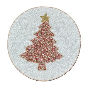 แผ่นรองจานปักลูกปัดทำมือสำหรับงานเทศกาล  แผ่นรองโต๊ะอาหารประดับลูกปัดคุณภาพพรีเมียม ดีไซน์ศิลปะ - Product Image 1