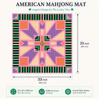 Tapis de Mahjong Géométrique Rétro de Luxe Pliable Personnalisé en Gros, Design Original, Tapis de Table de Poker en Néoprène Premium 33 Pouces, Cadeau