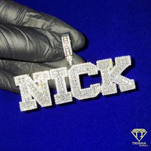 Luxury " NITRO " Letter Pendant Necklace Custom Bubble <b>Name</b> <b>Chain</b> With Cubic Zirconia Stones Hip Hop Jewelry For Streetwear - Product Image 1