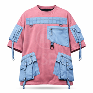 Nueva llegada: Camiseta táctica urbana de estilo cargo con múltiples bolsillos y corte oversize para hombre al por mayor - Product Image 6