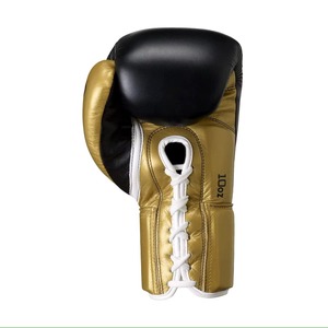 Gants de boxe personnalisés bleus et dorés à lacets en PU respirant pour adultes – Équipement d'entraînement et de sparring - Product Image 6