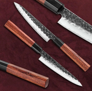 Juego de Cuchillos de Acero de Damasco de 4 Piezas, Hechos a Mano, con Mango de Madera, Cuchillos de Chef Afilados, Estilo Japonés, Hoja de Acero Forjado - Product Image 1