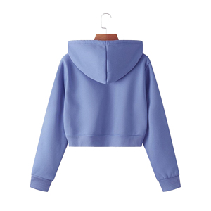 Sudadera con capucha corta Stitch Lab con cremallera, unisex, azul liso, informal, de punto, corte holgado, manga larga, poliéster, felpa francesa - Product Image 6
