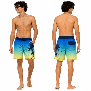 Shorts de Playa para Hombre con Estampado de Palmeras Tropicales, Secado Rápido, Trajes de Baño Personalizados 100% Algodón Poliéster, Ropa de Surf OEM ODM al por Mayor - Product Image 3