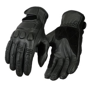 Guantes de Motociclismo de Cuero Negro, Pantalla Táctil, Transpirables, Antideslizantes, Muñeca Ajustable, para Conducir - Product Image 1