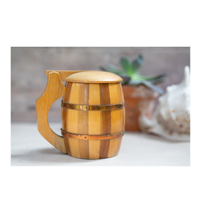 Taza de Cerveza de Madera Hecha a Mano con Asa de Acero Inoxidable, Regalos Empresariales Clásicos - Product Image 5