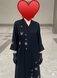 Vestido Musulmán Burkha de Diseño con Bordado de Hojas, Hecho a Mano, con Pañuelo Islámico Dupatta, Abaya de Lujo, Hiyab Recto - Product Image 3
