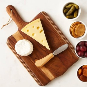 Tabla de cortar de madera rectangular con asa, diseño de veta de madera, tabla de cocina de una sola pieza, empaque individual - Product Image 3