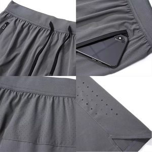 Shorts de sport pour homme avec poches zippées, petite ouverture latérale, taille élastique, pour la course à pied et la gym - Product Image 2