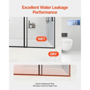 Frameless 56-60in. W X 60in. H vasca scorrevole e porta in vetro doccia - Product Image 5