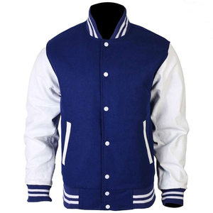 Custom Royal Blue Men's Varsity <b>Jacket</b> White Leather Sleeves Quilted Lining with Inside Pocket Premium Letterman <b>Baseball</b> <b>Jacket</b> - Product Image 2