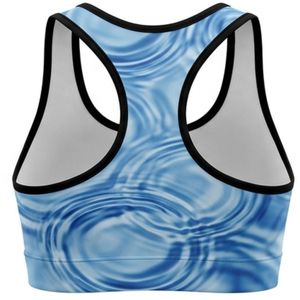 Women's Racerback Sport Bra Water Ripple Print Medium Support Breathable Spandex Polyester Yoga <b>Top</b> <b>Mesh</b> Back Summer Comfortable - Product Image 2