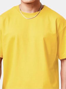 เสื้อยืดฮิปฮอปผู้ชาย ผ้าคอตตอนถักน้ำหนัก 180 กรัม ย้อมสีพื้น ทรงโอเวอร์ไซส์ ใส่สบาย แขนสั้น สกรีนลายได้ตามต้องการ - Product Image 4