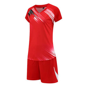 Unisex Red <b>Volleyball</b> Uniform <b>Set</b> V-Neck Sleeveless Moisture-Wicking Sublimated Solid Athletic Wear Customizable Team Name for - Product Image 4