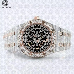 Montre en acier inoxydable de qualité supérieure avec diamant Moissanite, éclat brillant, idéale pour mariage et cadeau, disponible à la vente - Product Image 3