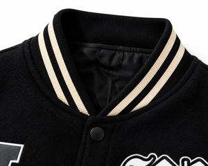 SINEWY SPORTS Blouson universitaire noir respirant pour homme, broderie avant motif palmier LA, style streetwear, coupe classique, automne - Product Image 4