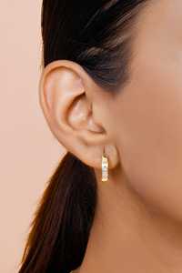 Diamond <b>Hoop</b> <b>Earring</b> 14k <b>Solid</b> Gold Solitaire Baguette Lab Grown Channel Set Modern Luxury Delicate Huggies Jewelry Manufacturer - Product Image 2