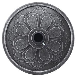 Antique Silver Lotus Design <b>Umbrella</b> <b>Base</b> 27 Lbs Outdoor Market <b>Umbrella</b> <b>Stand</b> - Product Image 4