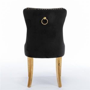 Modern High-End Contemporary Velvet Upholstered Dining Chair Solid Wood Tufted Design Golden Stainless Steel Furniture - Product Image 5