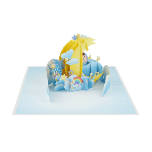 Tarjeta de Felicitación 3D Pop-Up Personalizada para Baby Shower, Diseño de Bebé Azul, Proveedor Mayorista, Tarjeta Artesanal de Papel Premium - Product Image 5