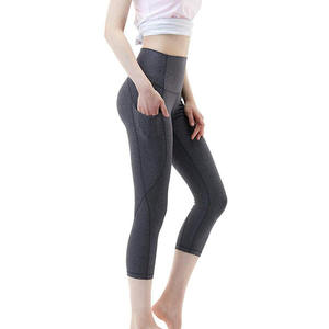 Leggings de yoga 100% haute qualité pour femme, taille mi-haute, couleur unie, séchage rapide, taille élastique - Product Image 4