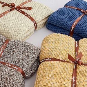 Gold 100% Cotton <b>Knitted</b> <b>Throw</b> Blanket Soft Cozy Couch Blanket with 2.5lb Heavy Weight Machine Washable Includes Laundry Bag - Product Image 4