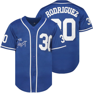 Maillot de baseball personnalisé pour hommes, col en v, boutonné, en polyester respirant, nom brodé, numéro 30, uniforme d'équipe Rodriguez - Product Image 1