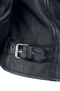 Custom Women's Genuine Black Sheep Skin Leather Biker Jacket with Breathable <b>Wool</b> Lining and Hood - Product Image 6