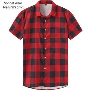 Chemise décontractée à manches courtes pour homme, à carreaux, avec col et poche, pour l'été - Product Image 5