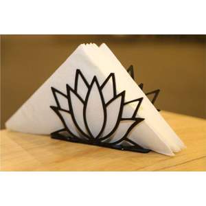 Support de serviettes en métal moderne Lotus, distributeur de mouchoirs en fer noir pour restaurant, hôtel, mariage, table, décoration de cuisine, vente en gros - Product Image 1