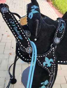 Silla de montar Western de cuero con cristales para espectáculos ecuestres, Silla de montar para carreras de caballos de trail, Silla de montar personalizada para caballos - Product Image 2