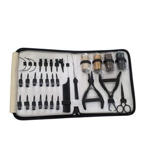 Kit de herramientas para extensiones de cabello de salón, alicates de acero inoxidable, gancho para tirar, aguja, clips, hilo y anillos para una aplicación fácil - Product Image 1