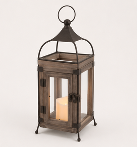 Farol de Madera y Metal Rústico al por Mayor, Farol Colgante Decorativo Vintage Hecho a Mano para Eventos de Boda y Decoración del Hogar Estilo Granja - Product Image 1