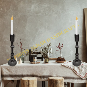Vintage <b>Black</b> Cast Iron Taper <b>Candle</b> <b>Holder</b> <b>Pillar</b> Candlestick Stand Farmhouse Table Centerpiece for Wedding Dining Room Decor - Product Image 6