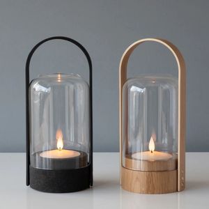 Graceful Metal And Glass <b>Hurricane</b> Candle Holder Modern <b>Lantern</b> Style For Elegant Living Room Home Decoration Collection - Product Image 6