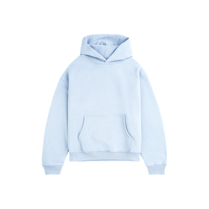 เสื้อฮู้ดผู้ชายสีฟ้าอ่อน ผ้าฝ้ายเฟรนช์เทอร์รี่ สีพื้น ทรงลำลอง มีกระเป๋า ดีไซน์สไตล์ฤดูใบไม้ร่วง - Product Image 1