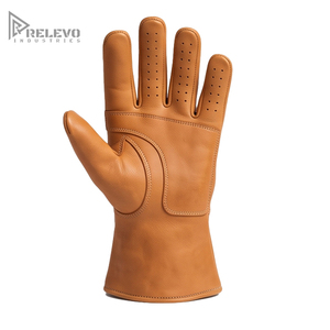 Guantes de Motocicleta Retro Personalizados de Cuero Marrón, Guantes de Motociclista Vintage con Cordones, Protección de Nudillos Moldeada, Perforados - Product Image 2