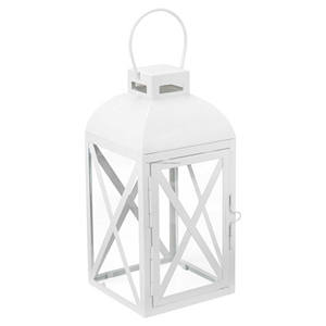 <b>Vintage</b> White Finished Outdoor Metal Table <b>Lanterns</b> Wedding Decorative Farmhouse Large Hanging Pillar Candle <b>Lanterns</b> - Product Image 3